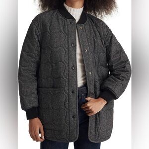 Madewell Quilted Oversized Wool Blend Bomber Jacket Women’s Size Small